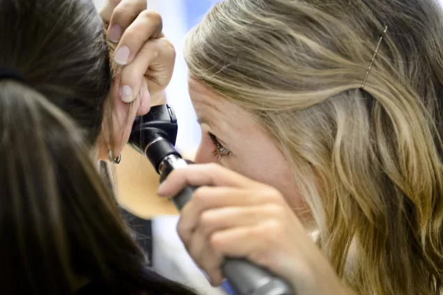 Hearing examination. Photo.