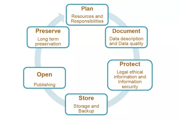 Data management plan set-up. Illustration.