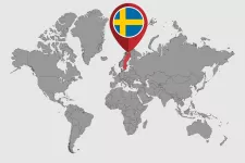 Sverige på världskartan. Illustration.